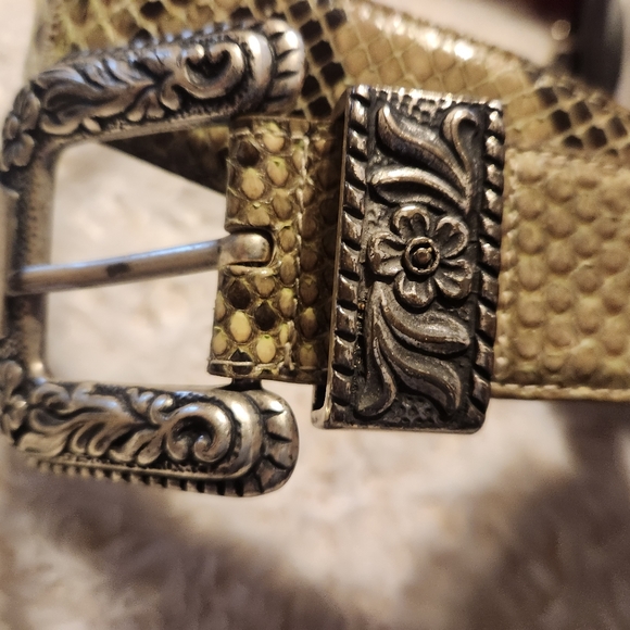 Python Belt Genuine Made In Italy Reptiles House Brass - Picture 2 of 10